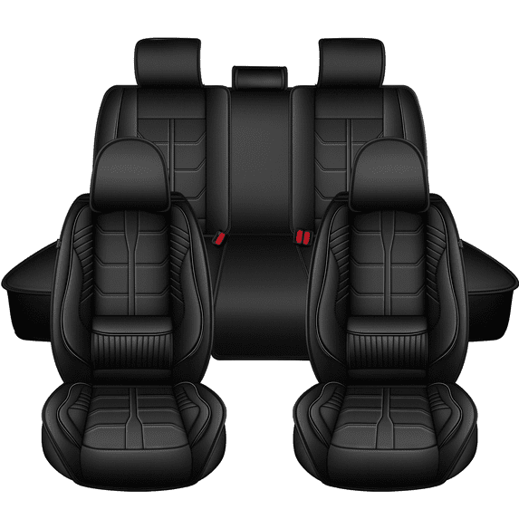 HQBQBUG Full Set Seat Cover for Toyota Tacoma 2016-2023,Waterproof Durable Premium Leather Car Seat Protector,Comfort Anti-Slip Seat Accessories(5 Seats,Black)