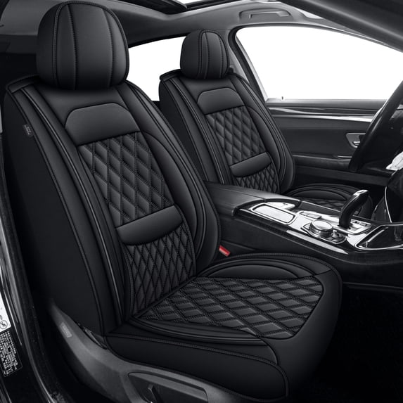 HQBQBUG Leather Seat Covers for Ford Edge 2007-2025, Premium Waterproof 5-Seater Seat Cover Full Set Universal Airbags Compatible Car Seat Protector(Black,5 Seats)