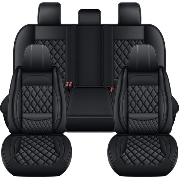 HQBQBUG Leather Seat Covers for Subaru Forester 2014-2025 2026, Premium Waterproof 5-Seater Seat Cover Full Set Universal Airbags Compatible Car Seat Protector(Black,5 Seats)