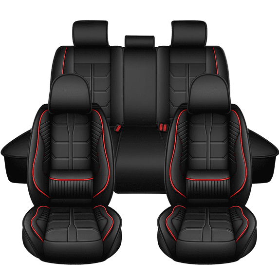 HQBQBUG Seat Covers for Cars Fit for Dodge Dart 2013-2016 Full Set 5 Seats Waterproof Seat Covers,Premium Leather Car Seat Protector(5 Seats,Black&Red)