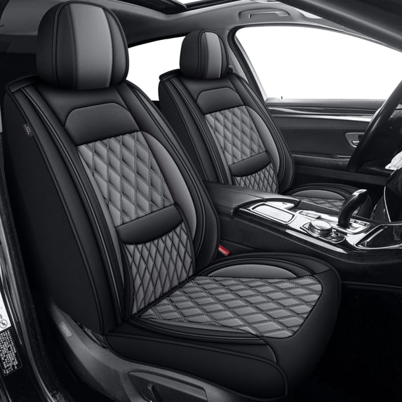 HQBQBUG Seat Covers for Cars Fit for Mitsubishi Outlander Sport 2011-2025 Full Set 5 Seats Waterproof Seat Covers,Premium Leather Car Seat Protector(Black Grey,5 Seats)