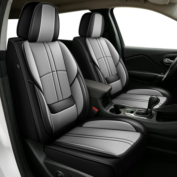 HQBQBUG Seat Covers Front Seats Fit for Ford Edge 2007-2025 Faux Leather Car Seat Covers Compatible Airbag Seat Protector Grey,Front Seat
