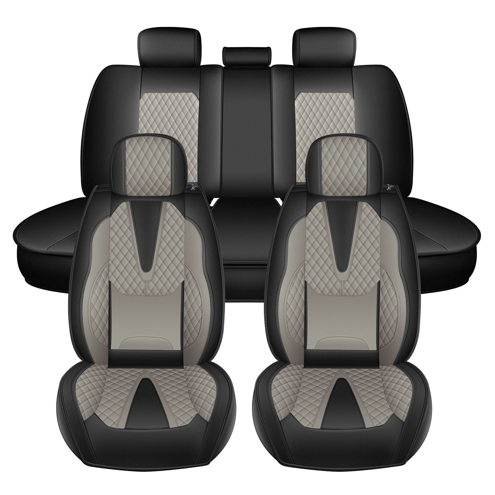 HQBQBUG Seat Covers Full Set Fit for Chevrolet/Chevy Camaro 2000-2025:5 Seats Breathable Comfort Leather Automotive Seat Cover Protectors Grey,FullSet(5Seat)