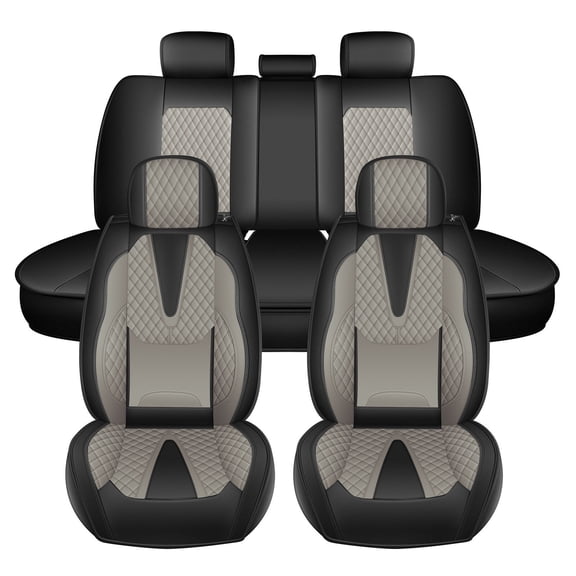 HQBQBUG Seat Covers Full Set Fit for Chevrolet Chevy Sonic 2012-2020 Breathable Waterproof Car Seat Covers 5 Seats Leather Front and Rear Seat Covers Protector Grey,FullSet(5Seat)