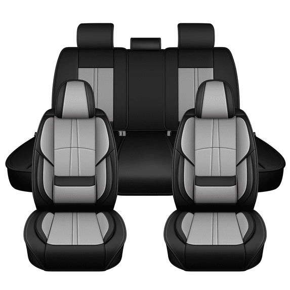 HQBQBUG Seat Covers Full Set Fit for Chevy/Chevrolet Equinox 2007-2025 Automative Leather Interior Accessories,Waterproof Comfort Vehical Seat Cover Cushions Protector Grey,FullSet(5Seat)