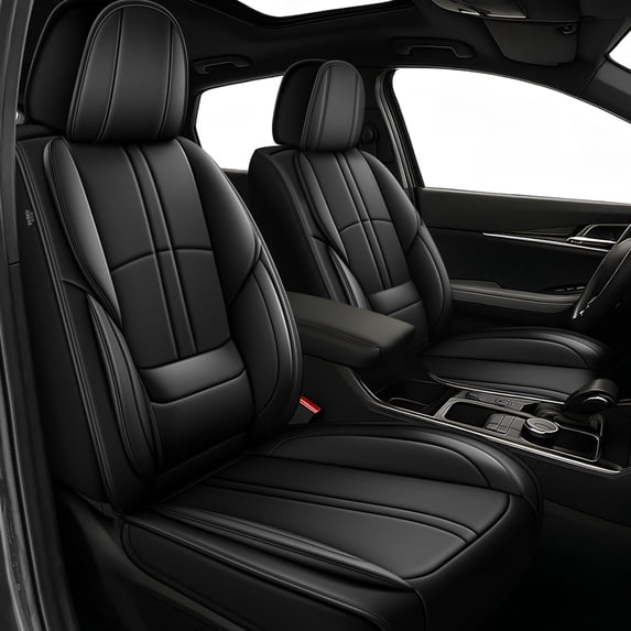 HQBQBUG Seat Covers Full Set Fit for Kia Rio 2013-2025 Automative Leather Interior Accessories,Waterproof Comfort Vehical Seat Cover Cushions Protector Black,FullSet(5Seat)
