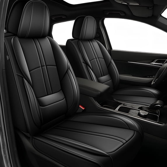 HQBQBUG Seat Covers Full Set Fit for Hyundai Sonata 2007-2026 Comfort Leather Seat Cushion Automative Seat Cover Protector Compatible Airbag Black,FullSet(5Seat)