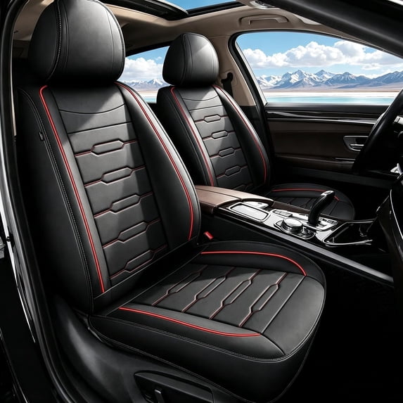 HQBQBUG Seat Covers Full Set for Hyundai Tucson 2010-2025 2026,Faux Leather Waterproof Comfort Car Seat Covers Easy Install Compatible Airbag Red,Full Set(2 Row 5 Seats)
