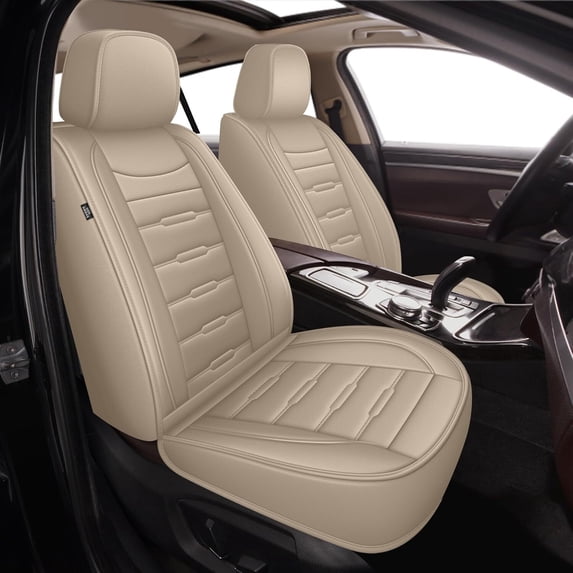 HQBQBUG Seat Covers Full Set for Infiniti M37 2007-2013,Faux Leather Waterproof Comfort Car Seat Covers Easy Install Compatible Airbag Beige,Full Set(2 Row 5 Seats)
