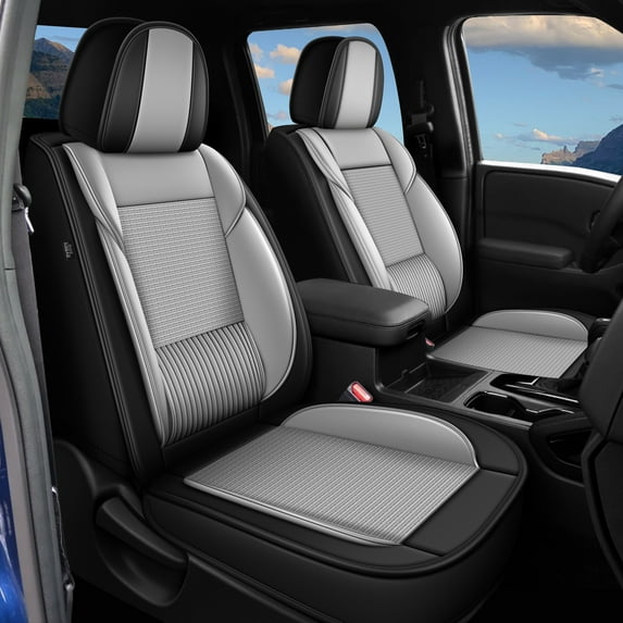 HQBQBUG Seat Covers Full Set for Honda CRV 2023-2025 Ice Silk Leather Seat Covers Breathable Cooling Compatible Airbag(Grey,2 Row 5 Seat)