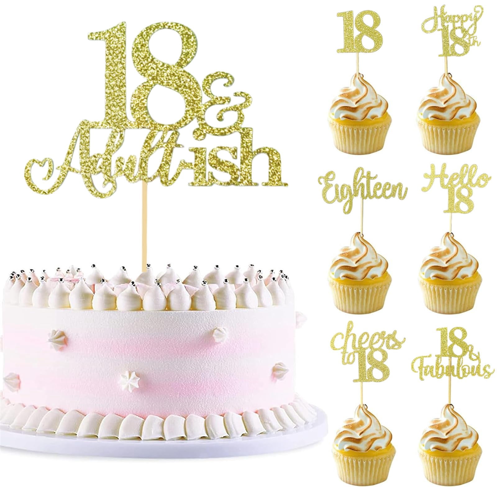 HQKJGSYX 25 PCS 18th Adultish Cupcake KKS1 Toppers Happy Birthday Cake ...
