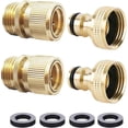 thumbnail image 1 of HQMPC Garden Hose Quick Connect Solid Brass Quick Connector Garden Hose Fitting Water Hose Connectors 3/4 inch GHT (2SETS), 1 of 8