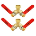 thumbnail image 1 of HQMPC Garden Hose Y Valve Splitter Brass Hose Splitter With Stainless Steel Long Handle Brass Garden Hose Adapter 2 Way Y Valve 3/4" GHT Thread 2pcs C99, 1 of 3