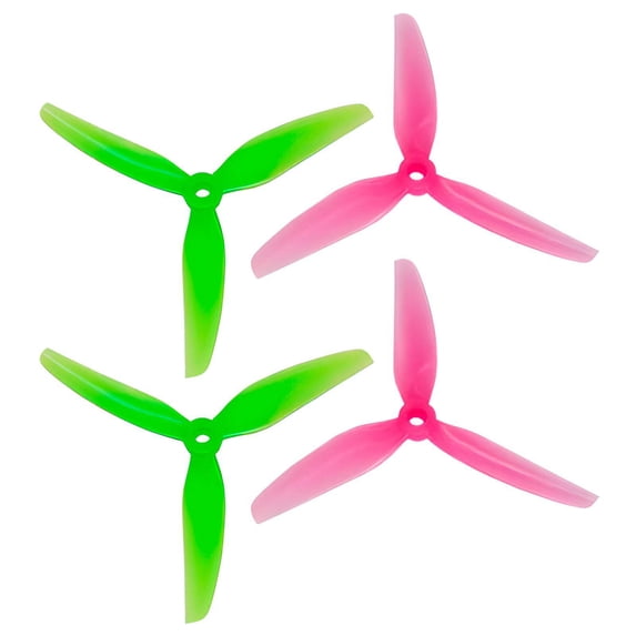 HQProp Ethix 5x3.1x3 5" 3-Blade Propeller Set (2x CW / 2x CCW) Green Pink