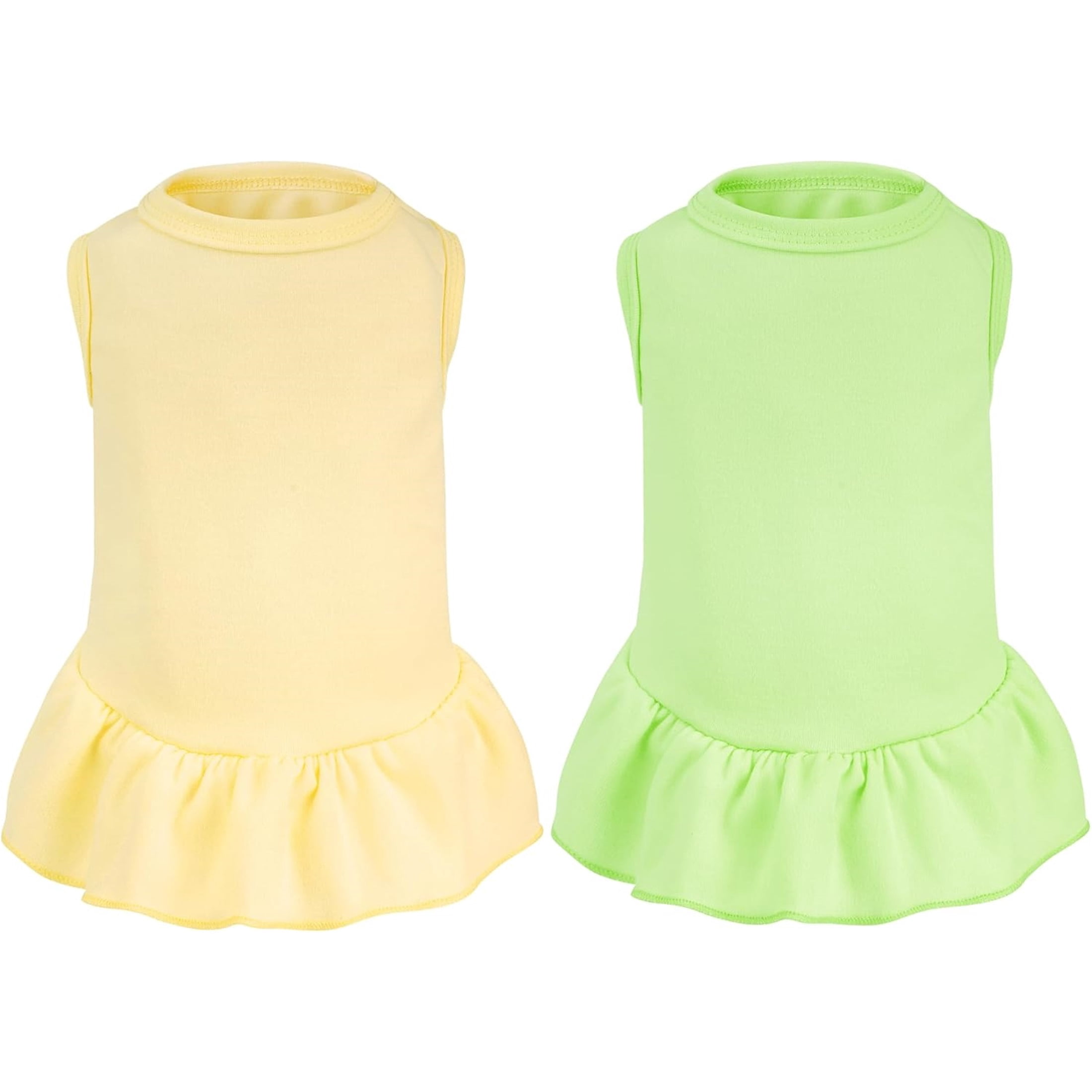 HQREA 2 Pcs Dog Dresses Cat Skirt Solid Color Dog Clothes Summer Sleeveless Puppy Girl Clothes for Small Dogs Cats