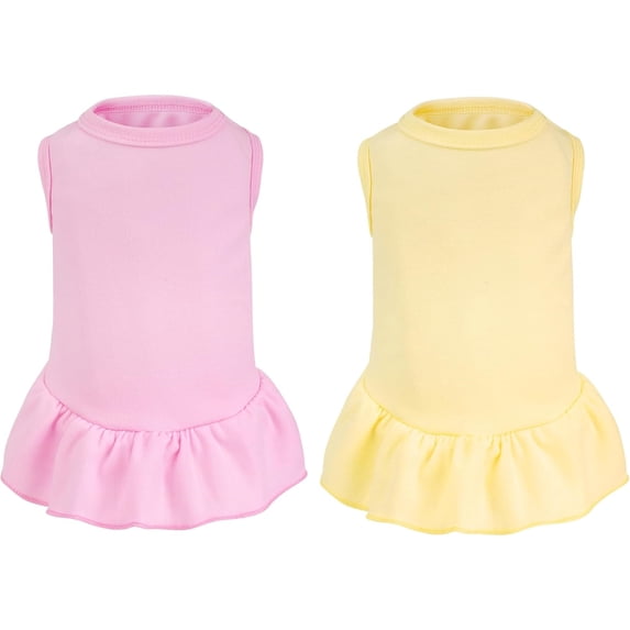 HQREA 2 Pcs Dog Dresses Cat Skirt Solid Color Dog Clothes Summer Sleeveless Puppy Girl Clothes for Small Dogs Cats