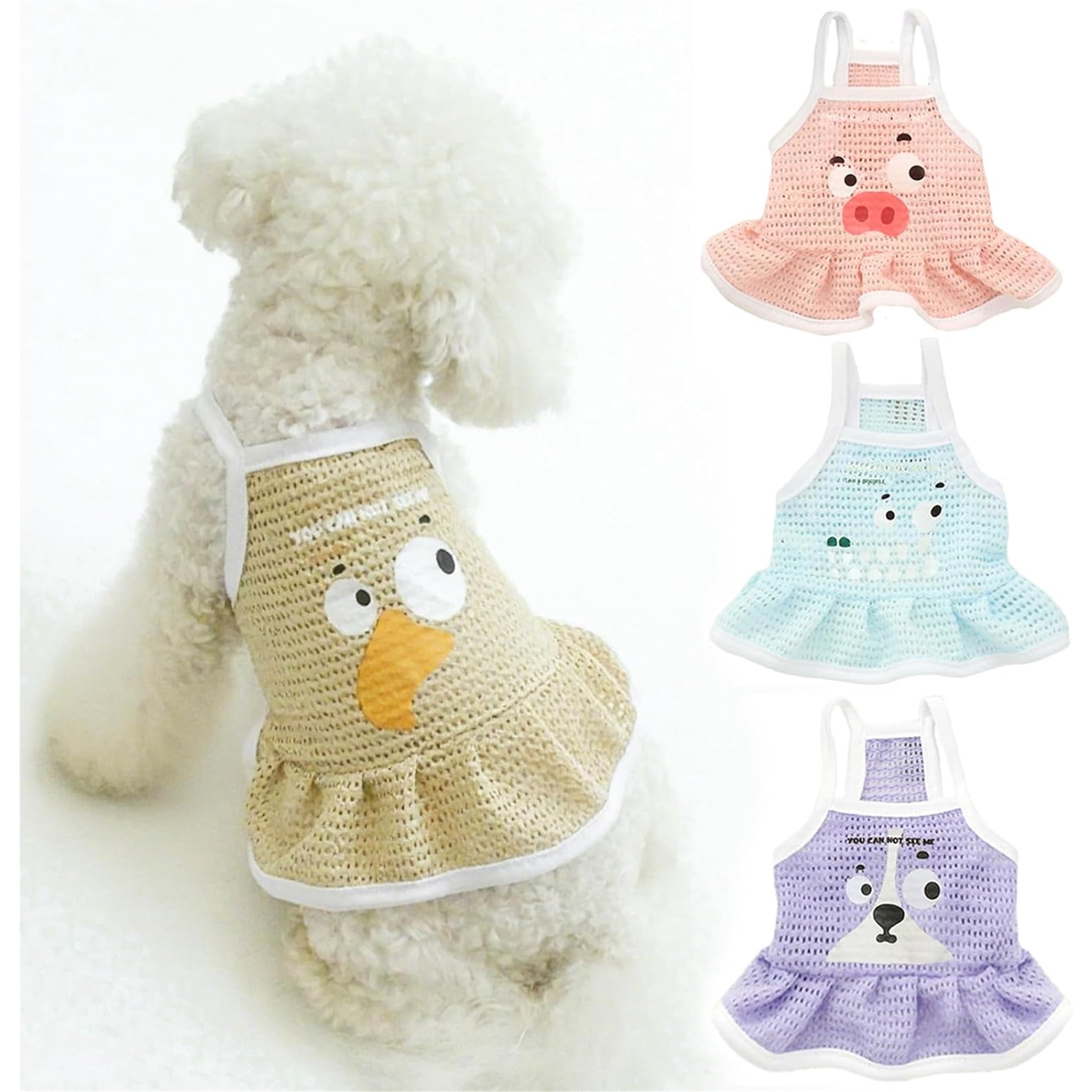 HQREA 4 Pieces Dog Dress for Small Dogs Girl Clothes Pet Pullover Vest Skirt Pet Shirt Outfits for Puppy Cats