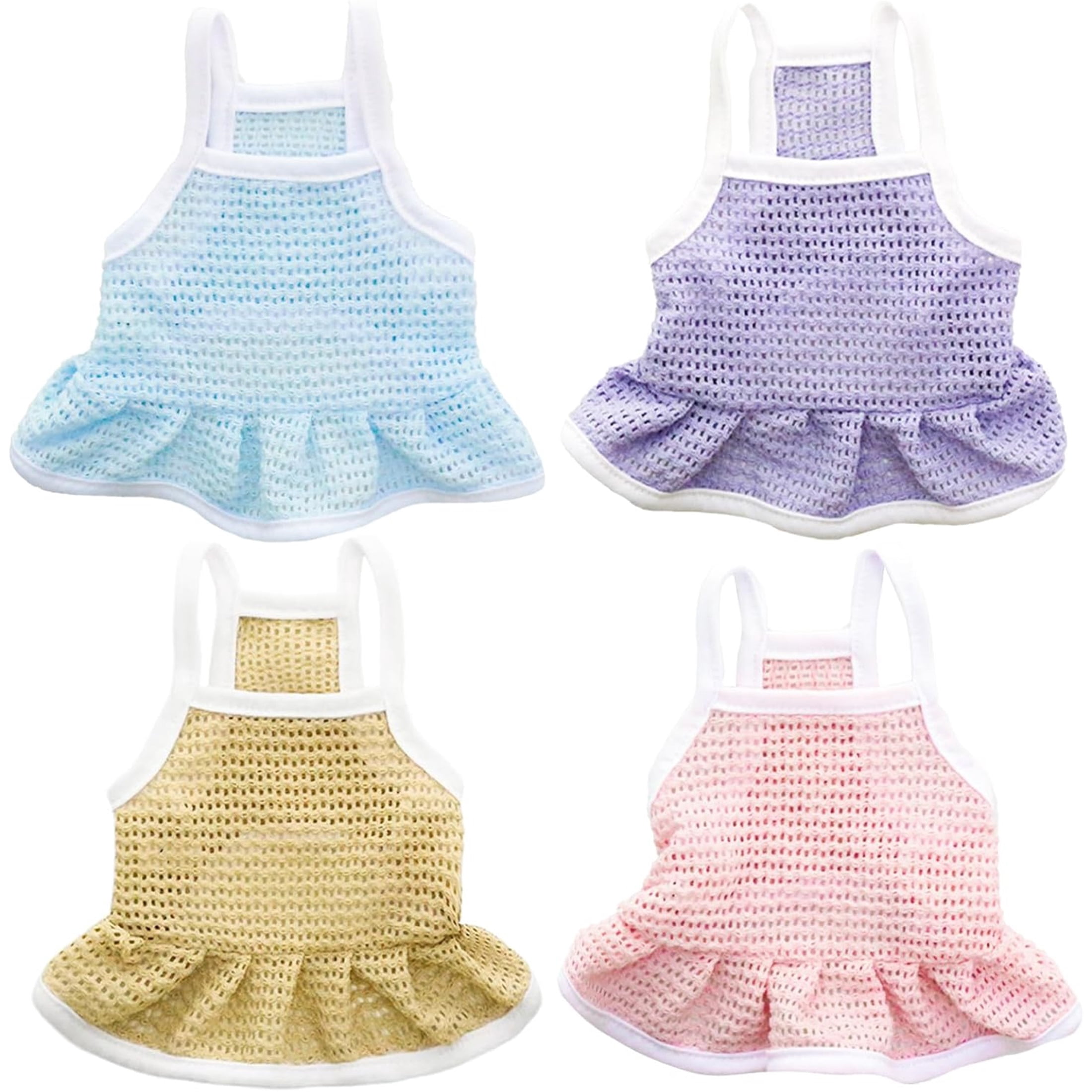 HQREA 4 Pieces Dog Dress for Small Dogs Girl Clothes Pet Pullover Vest Skirt Pet Shirt Outfits for Puppy Cats