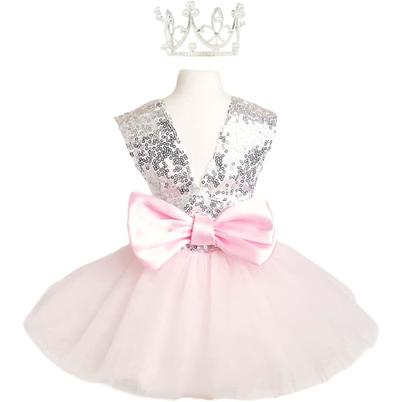 HQREA Dog Birthday Outfits Dress with Crown Pet Cat Tutu Skirt Party Wedding Dress Princess Costume for Small Dogs