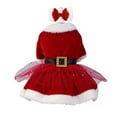 thumbnail image 1 of HQREA Dog Christmas Dress with Hair Bow Winter Puppy Holiday Costume Red Velvet Dress Pet Outfit Clothes, 1 of 8