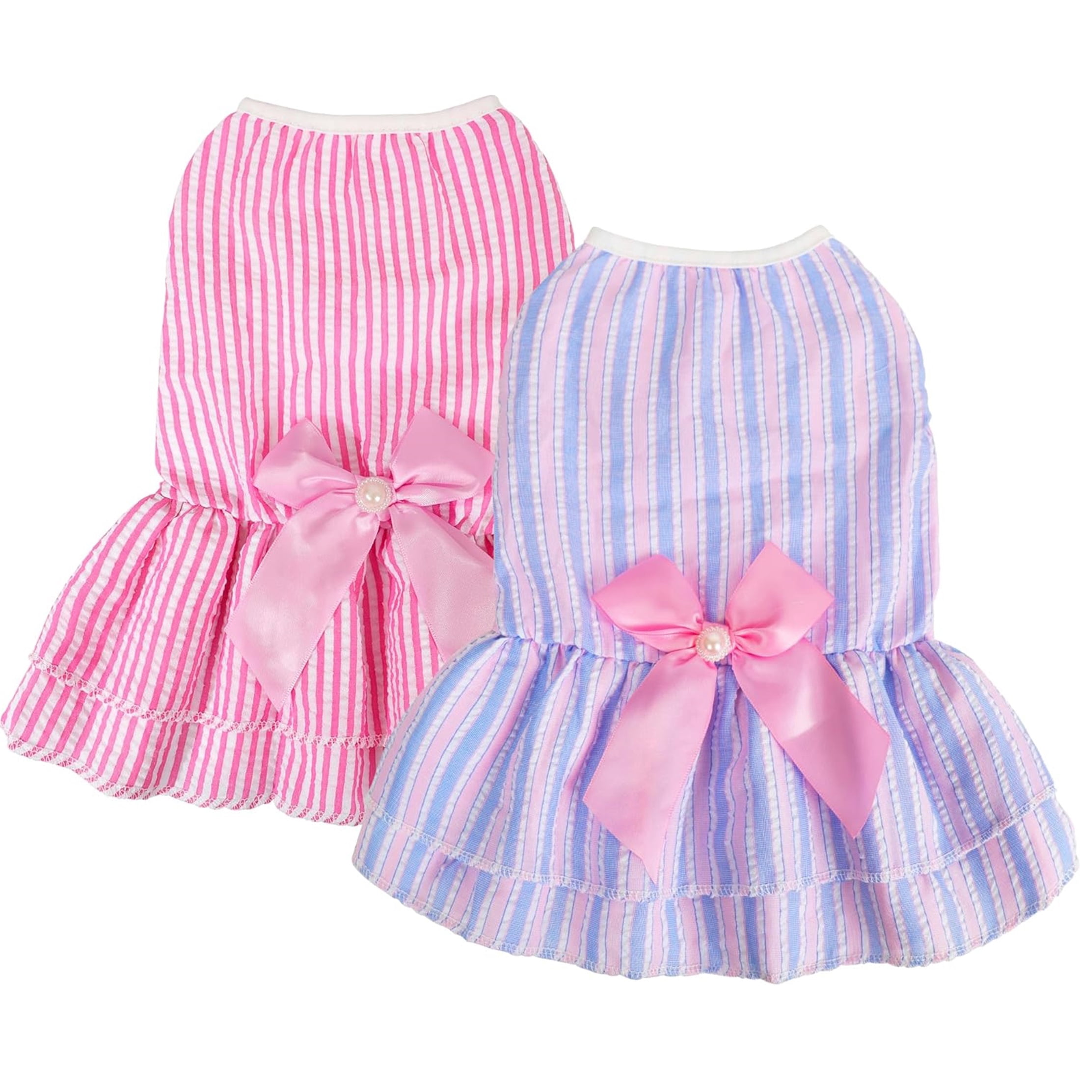 HQREA Dog Dress Cute Pet Princess Dresses with Bowknot Breathable Sweet Dog Clothes for Small Dogs Girl for Summer