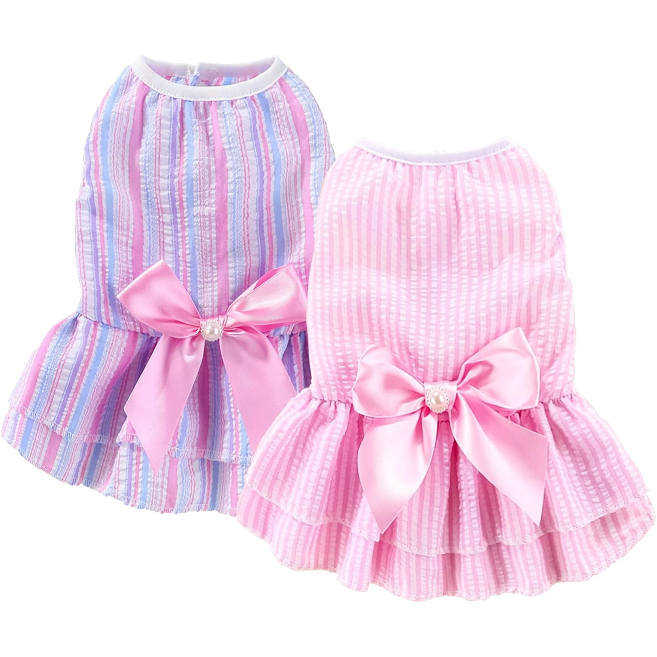 HQREA Dog Dress Cute Pet Princess Dresses with Bowknot Breathable Sweet Dog Clothes for Small Dogs Girl for Summer