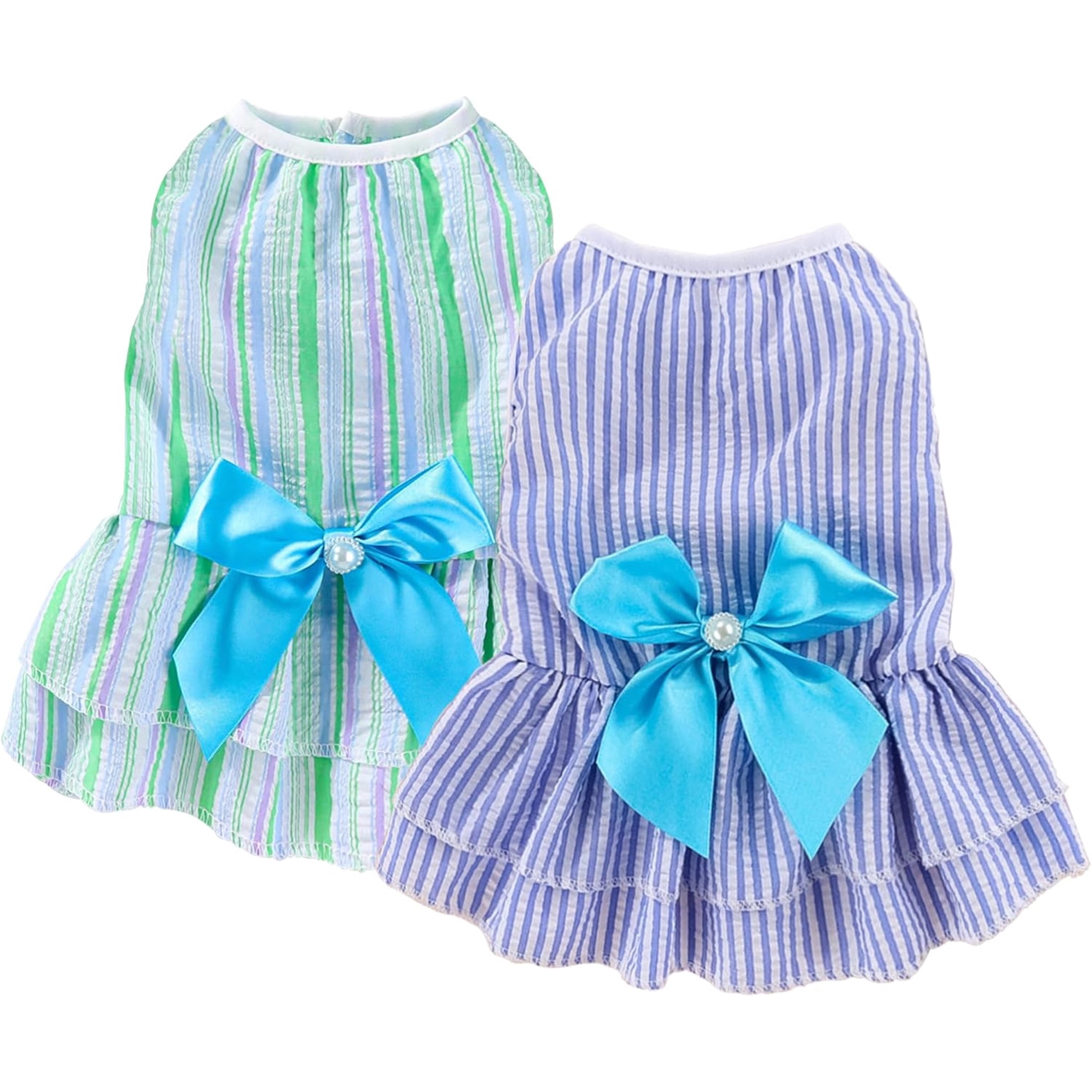 HQREA Dog Dress Cute Pet Princess Dresses with Bowknot Breathable Sweet Dog Clothes for Small Dogs Girl for Summer