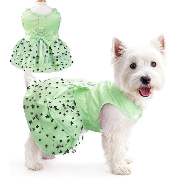 HQREA Dog Dress Pet Clothes for Small Dogs Girl Cute Bowknot Holiday Dog Tulle Skirts with D-Ring Doggie Princess Outfits