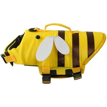 HQREA Dog Life Jacket with Rescue Handle Adjustable Bees High Buoyancy Swimwear for Dachshund