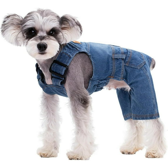 HQREA Dog Overalls for Small Dogs, Puppy Denim Jumpsuit Jeans Dog Pants Outfit