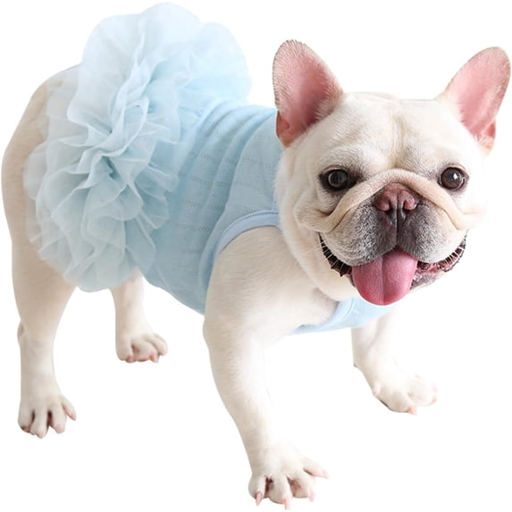 HQREA Dog Tutu Dress for French Bulldog Summer Princess Tulle Dress for Pug Corgi Vest Skirt Mesh Puppy Clothes Girls