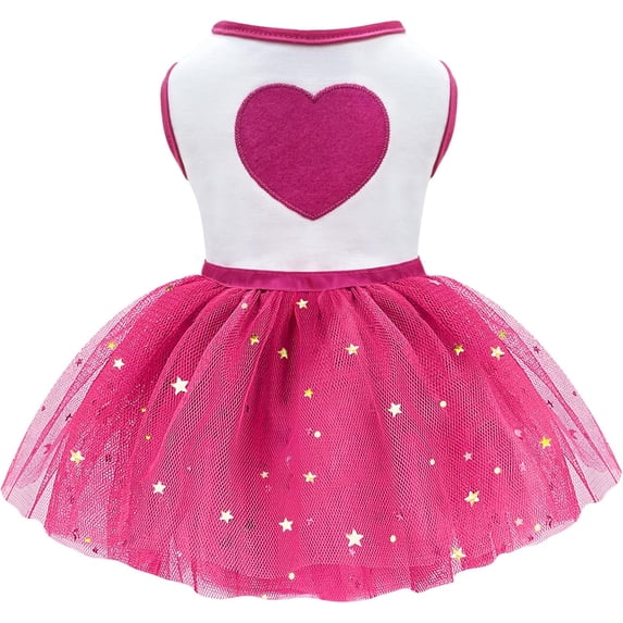 HQREA Dog Tutu Princess Dress Cute Summer Heart Printed Lace Puppy Skirt Pet Apparel Dog Dress
