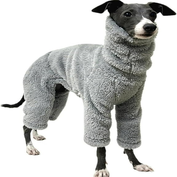 HQREA Fleece Dog Jumpsuit, Soft Warm Dog Coat Winter Clothes for Italian Greyhound