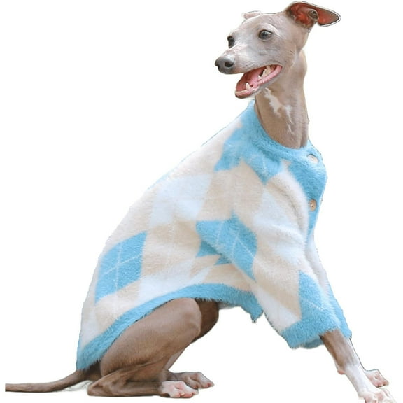 HQREA Fleece Greyhound Sweater, Warm Dog Cardigan Coat for Whippet Clothes