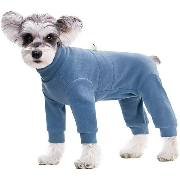 HQREA Fleece Winter Dog Coat Pajamas Onesie Puppy Surgical Recovery Suit Jumpsuit Clothes