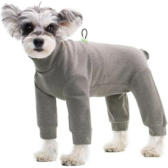 HQREA Fleece Winter Dog Coat Pajamas Onesie Puppy Surgical Recovery Suit Jumpsuit Clothes
