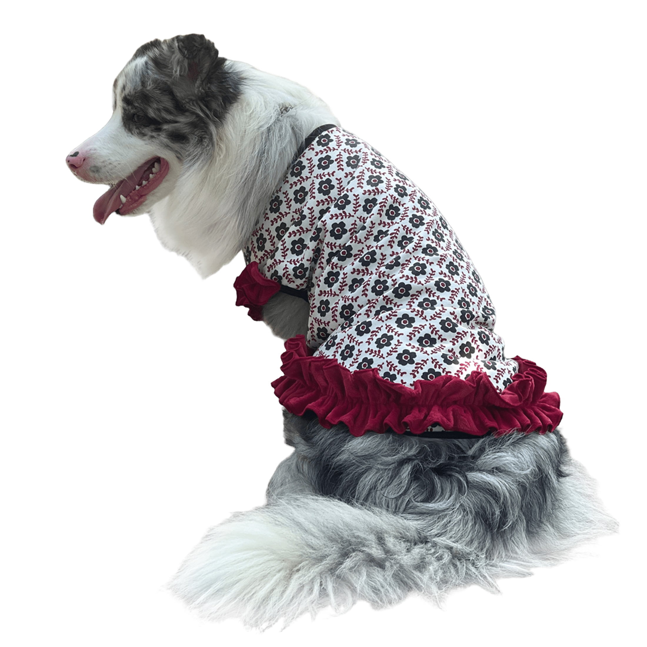 HQREA Floral Dog Dresses for Large Dogs Girl Elastic Spring Autumn Female Clothes Cute Birthday Party Princess Cake Tutu Skirt