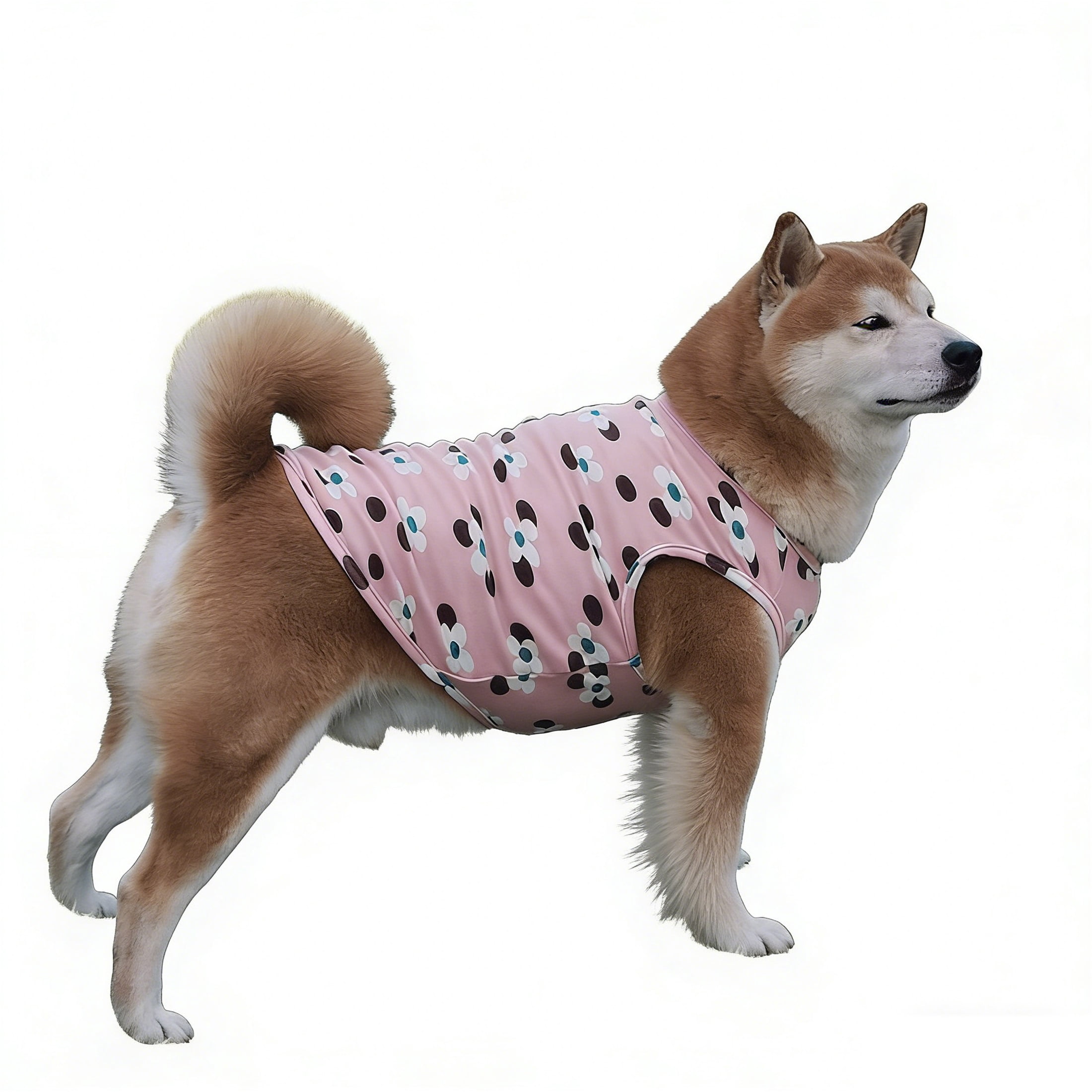 HQREA Floral Large Big Dog Vest Shirt Girl Spring Autumn Warm Fleece Sleeveless Pet Vest Clothes Samoyed Undershirt Corgi Outfits