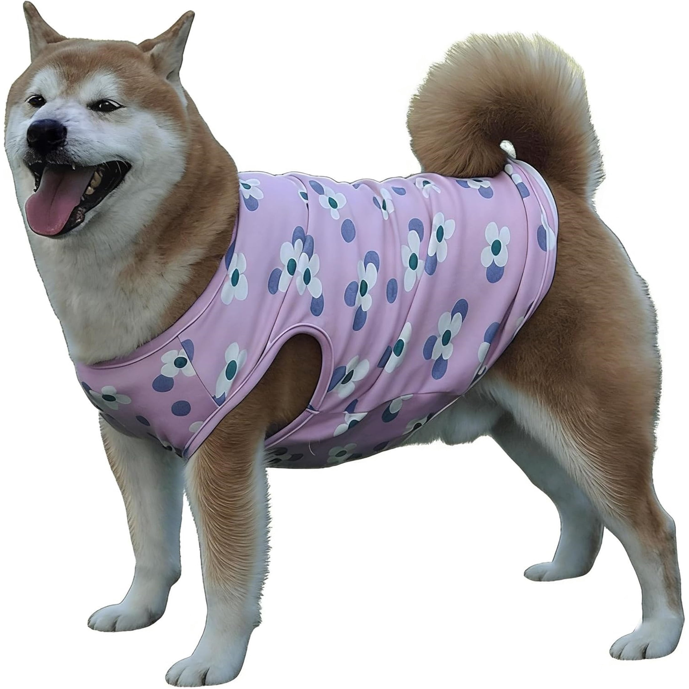 HQREA Floral Large Big Dog Vest Shirt Girl Spring Autumn Warm Fleece Sleeveless Pet Vest Clothes Samoyed Undershirt Corgi Outfits