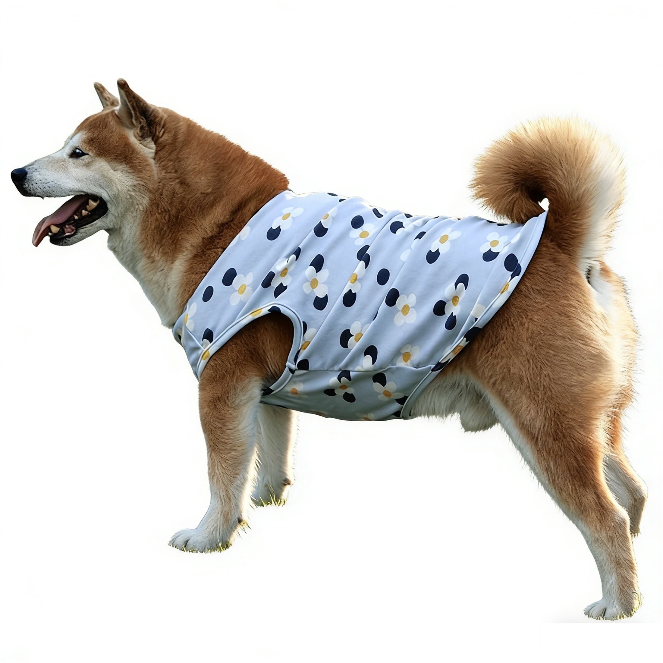 HQREA Floral Large Big Dog Vest Shirt Girl Spring Autumn Warm Fleece Sleeveless Pet Vest Clothes Samoyed Undershirt Corgi Outfits