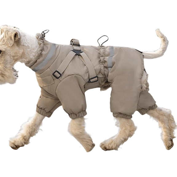 HQREA Full Body Dog Winter Coat Fleece Waterproof Small Medium Dogs Snow Jacket Onesie with Harness