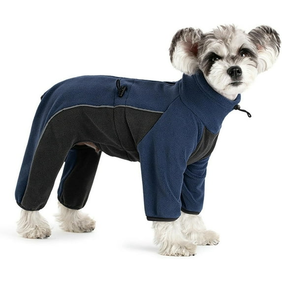HQREA Fullbody Dog Winter Coat Warm Polar Fleece Medium Small Dog Jacket Jumpsuit with Zipper