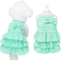 HQREA Girl Cake Dresses for Small Dogs Summer Puppy Cat Outfits with Bow for Chihuahua