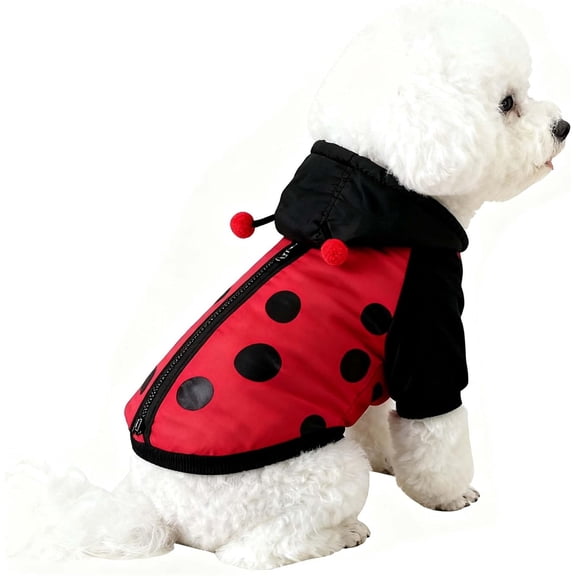 HQREA Halloween Dog Ladybug Costume Outfits Funny Winter Pet Jacket Puppy Coat Clothes for Small Medium Dogs