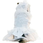 HQREA Large Dog Wedding Dress with Veil, White Embroidered Dog Princess Dress Outfit for Party