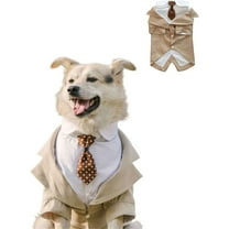HQREA Large Dog Wedding Shirt Pet Tuxedo with Bow Tie Formal Suit Costume for Medium Dog