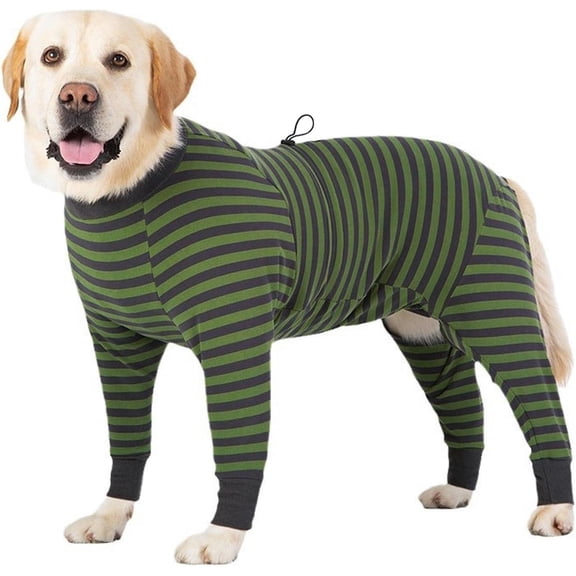 HQREA Large Dogs Pet Pajamas Four-Legged Stretchy Striped Dog Pullover Puppy Pjs Jumpsuit Shirts