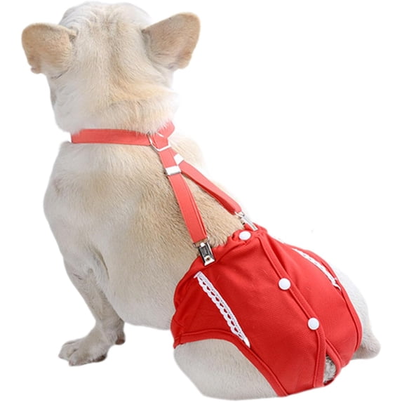 HQREA Pet Breathable Physiological Pants Diapers with Adjustable Suspender & Washable Reusable