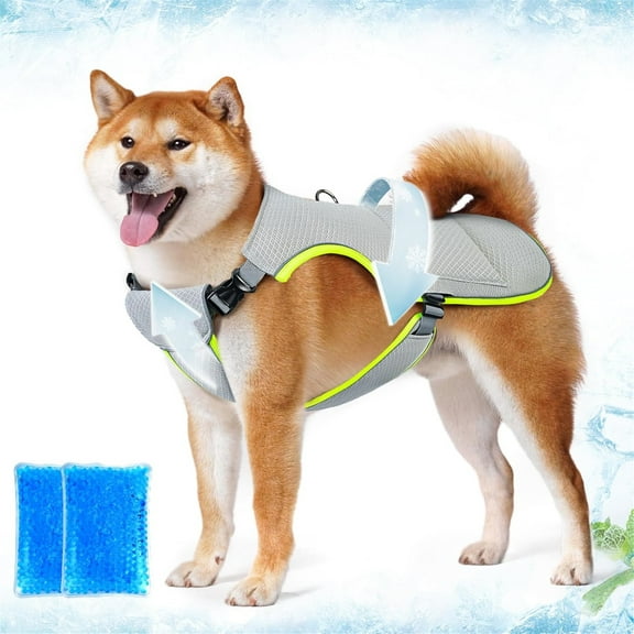 HQREA Pets Dog Cooling Vest with Ice Pack, Adjustable Summer Shirt for Hot Weather Fit Large Dogs