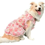 HQREA Pink Flower Lace Dog Dress, Tulle Dog Princess Dress Tutu Birthday Skirts for Large Dogs